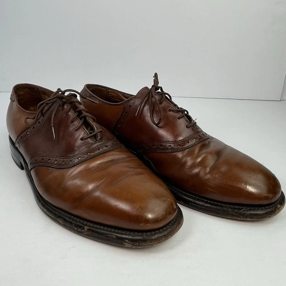Vintage Allen Edmonds Polo Saddle Oxford Shoes Men Size 8D Brown Two Tone USA